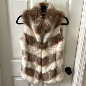WHBM Furry Neutral Colors Winter Vest